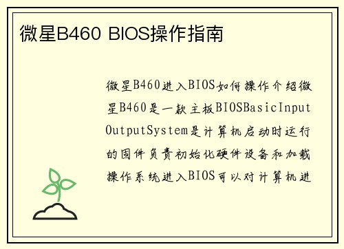 微星B460 BIOS操作指南